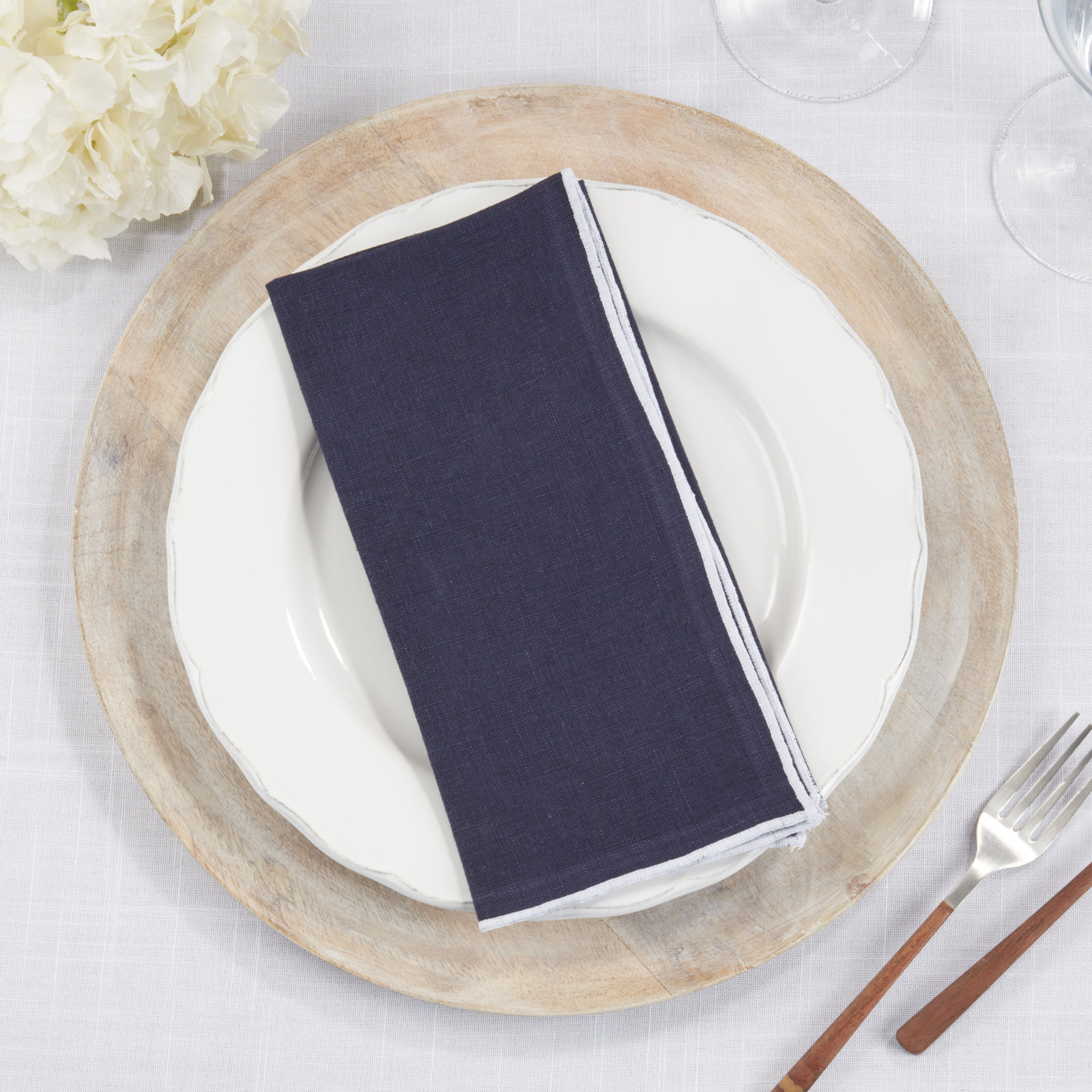 Dartmouth Reversible Linen Napkin, Midnight Blue