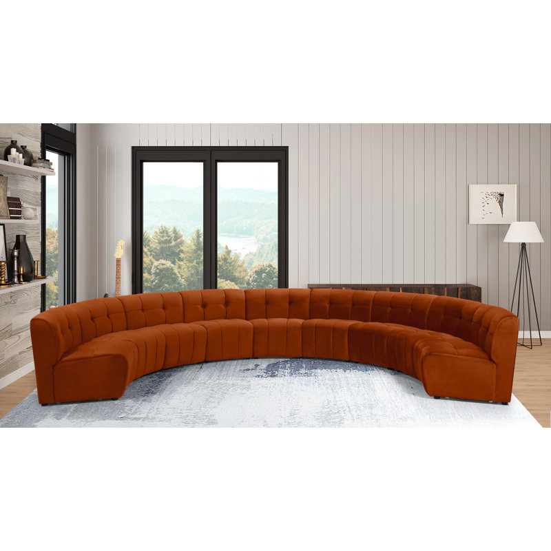 Jedson Velvet Sectional Symmetrical, Cognac Velvet