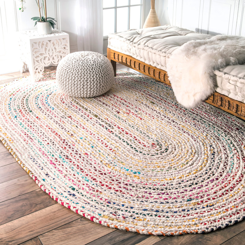 Cotton Hand Woven Area Rug, Oval 152 x 244cm