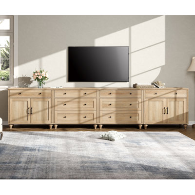 TV Stand For Tvs Up To 105 Inch, Wood TV Console Table For 65-100 Inch TV, Entertainment Center With Door & Drawer, Kitchen Sideboard Buffet Cabinet For Dining Room