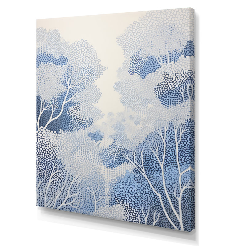 Collage de coraux bleus monochromes, H 40 po x l 30 po x P 1,5 po, Toile tendue