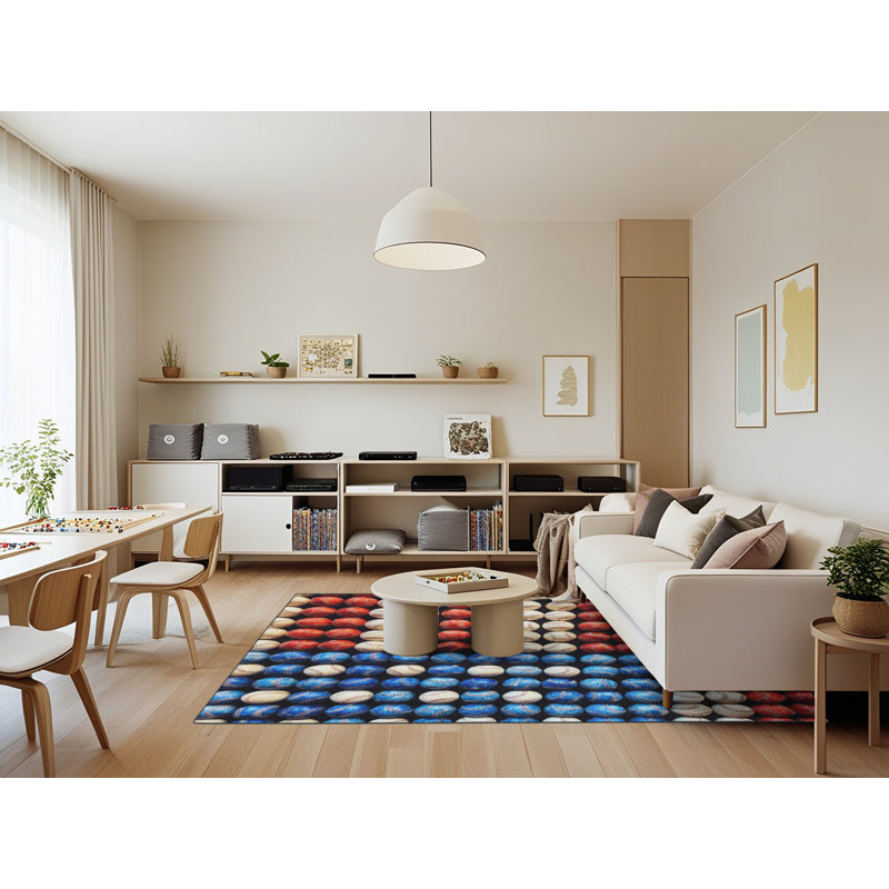 Tapis bleu / rouge / blanc, Rectangle 7 pi x 9 pi