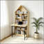 Bureau d'artisanat pliant avec tablettes de rangement, bureau convertible dissimulé en bibliothèque, bureau pliable avec rangement, bureau de disparition pour petits espaces, table de bricolage multifonctionnelle, bureau de coiffeuse