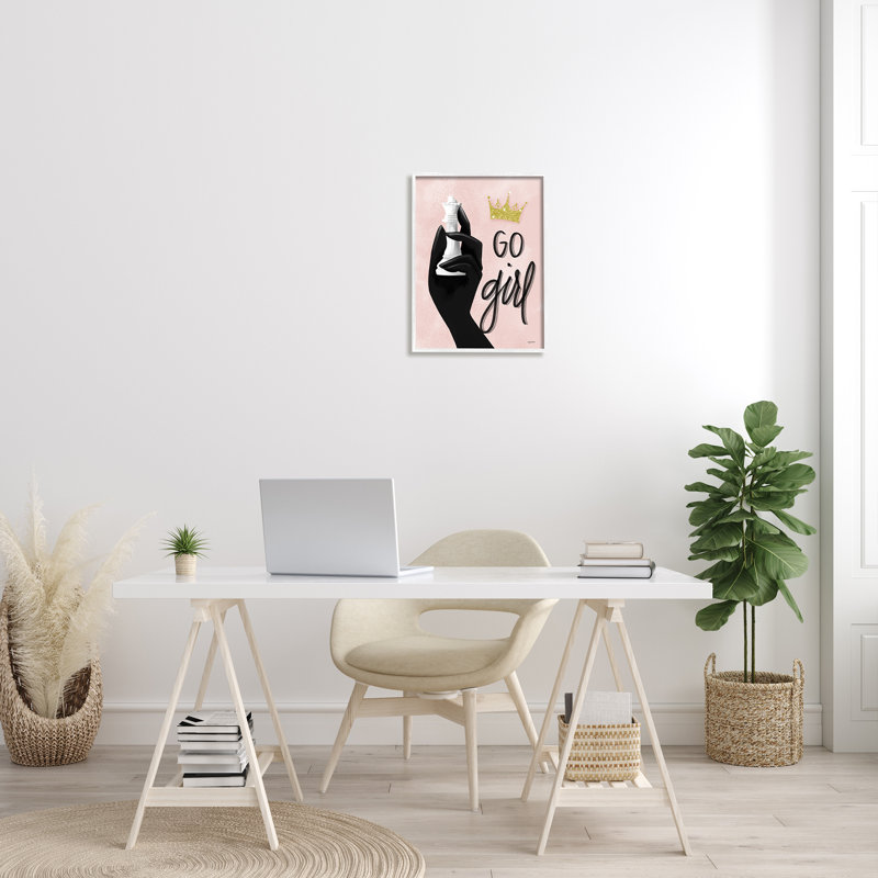 Pièce d'échecs de la reine de la Go Go Girl Sparkle - impression sur bois, Giclée encadrée blanc bord de mer