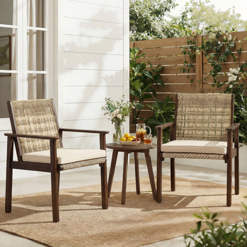 Chaises de salle à manger d'extérieur Ullman Modern Coastal Acacia, Marron foncé