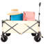 Chariot pliable de chariot de plage utilitaire robuste pour le sable avec de grandes roues, poignée réglable et porte-boissons pour le magasinage, le camping, le jardin et l'extérieur