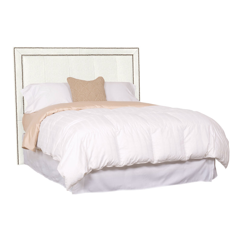 Hillary/Hank Queen Nailhead Upholstered Panel Headboard, Kennelly Snow, Yes