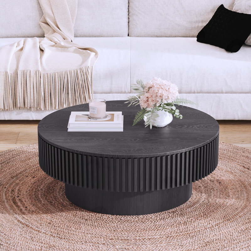 Table basse ronde avec rangement, Noir