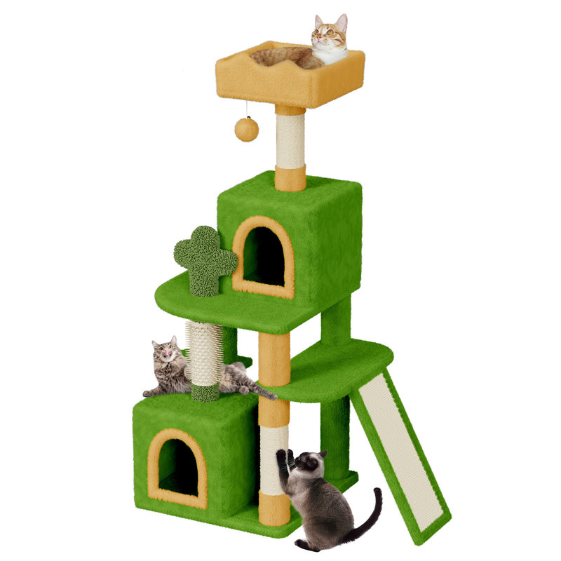 Amadahy 131cm H Cat Tree, Green/Yellow