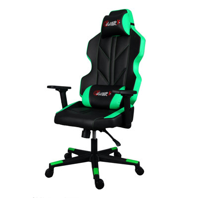 East Urban Home Kilic Adjustable Reclining Ergonomic Swiveling PC & Racing Game Chair in Green/Black