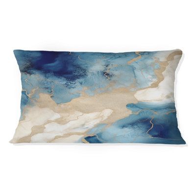 Coussin bleu et or Marble Clouds - Fractals