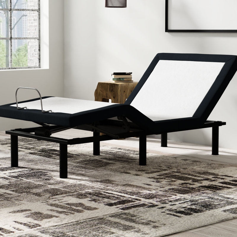 Base réglable simple TG de 37 po de largeur: massage, options de hauteur des pieds en métal à DEL, fonction de massage