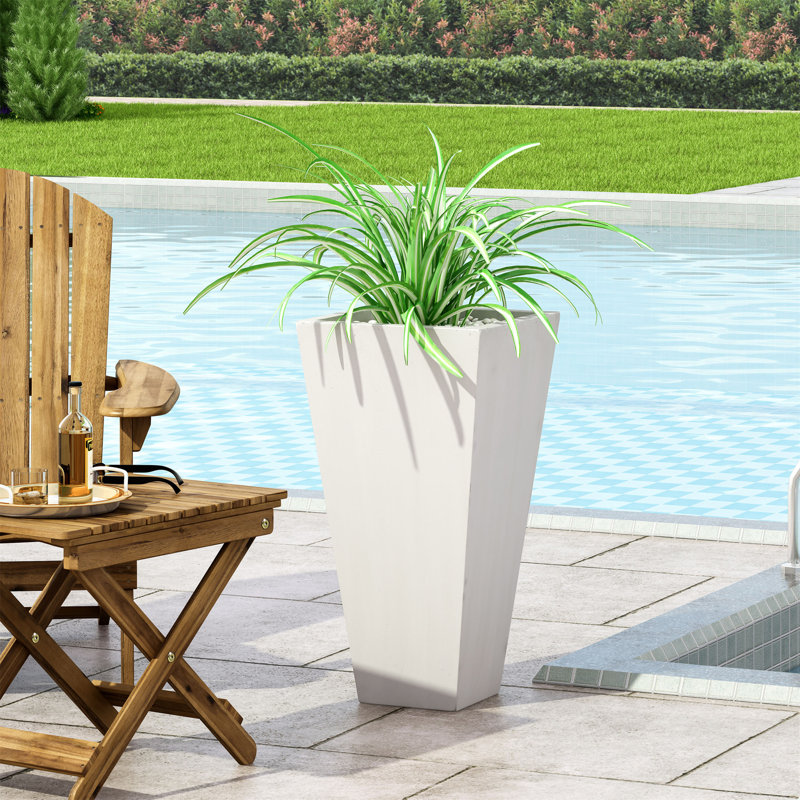 Petit pot à fleurs 13 po Mgo, H 24,75 po x l 13 po x P 13 po, Blanc mat