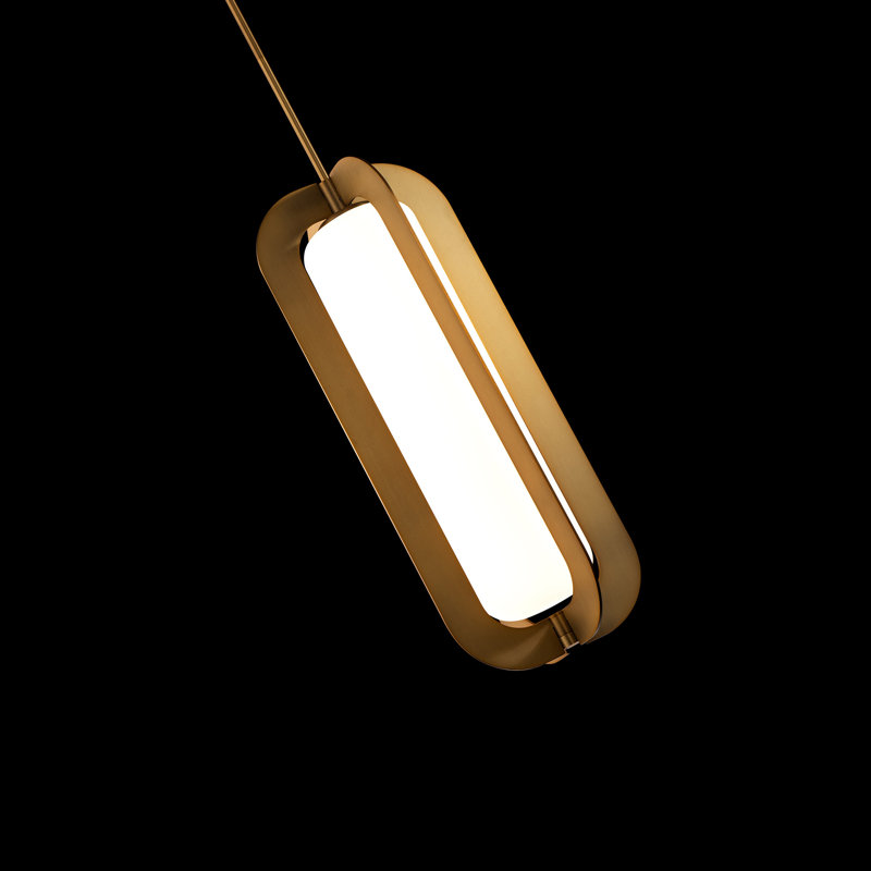 Aged Brass LED Indoor/Outdoor Pendant with Etched Opal Glass