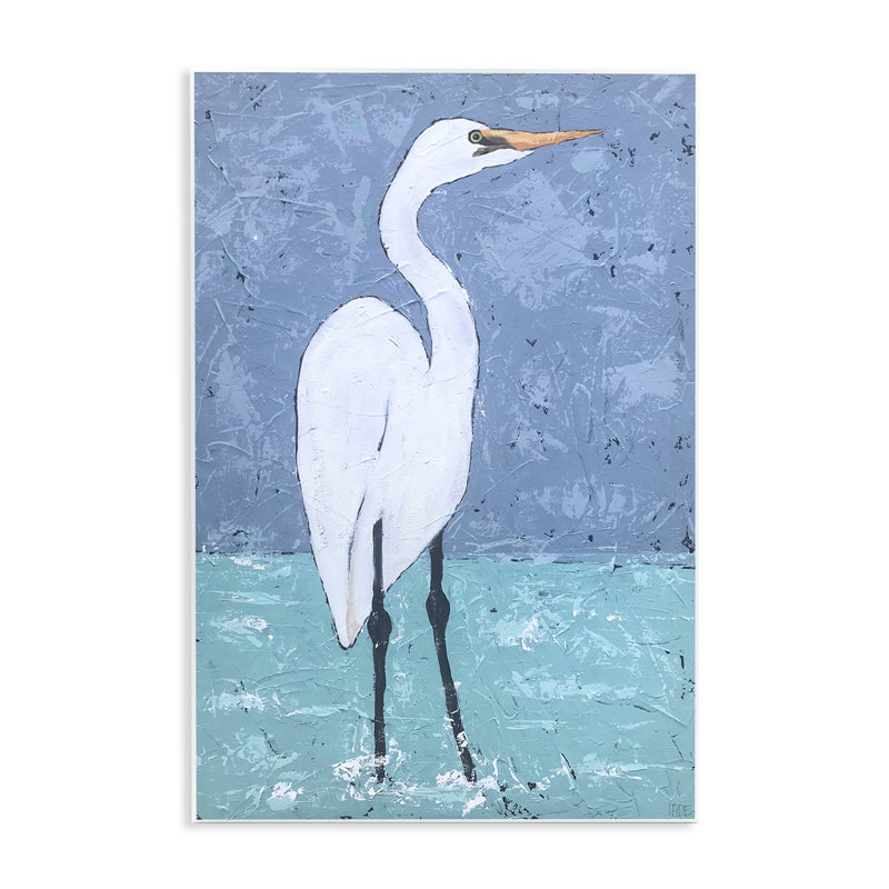 Sea Heron Standing Wall Plaque Art by Jade Reynolds, H 19 po x l 13 po
