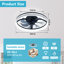 Modern 18.9" LED Ceiling Fan With Light, Dimmable  & Remote Control For Bedroom, Kitchen & Living Room