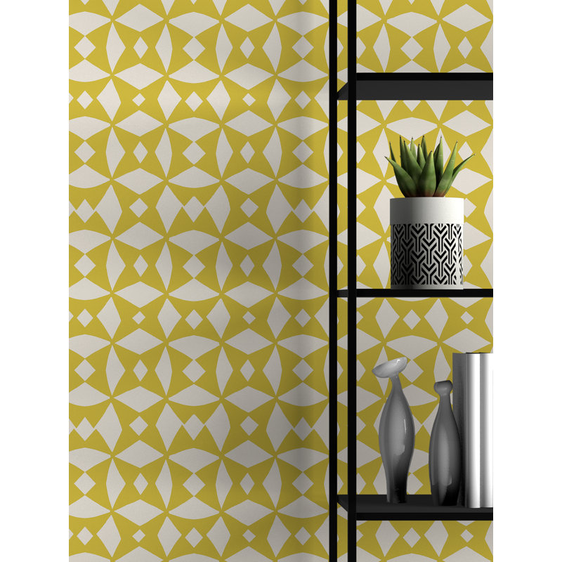 Rouleau de papier peint L 33 pi x l 20,5 po, Jaune / crème