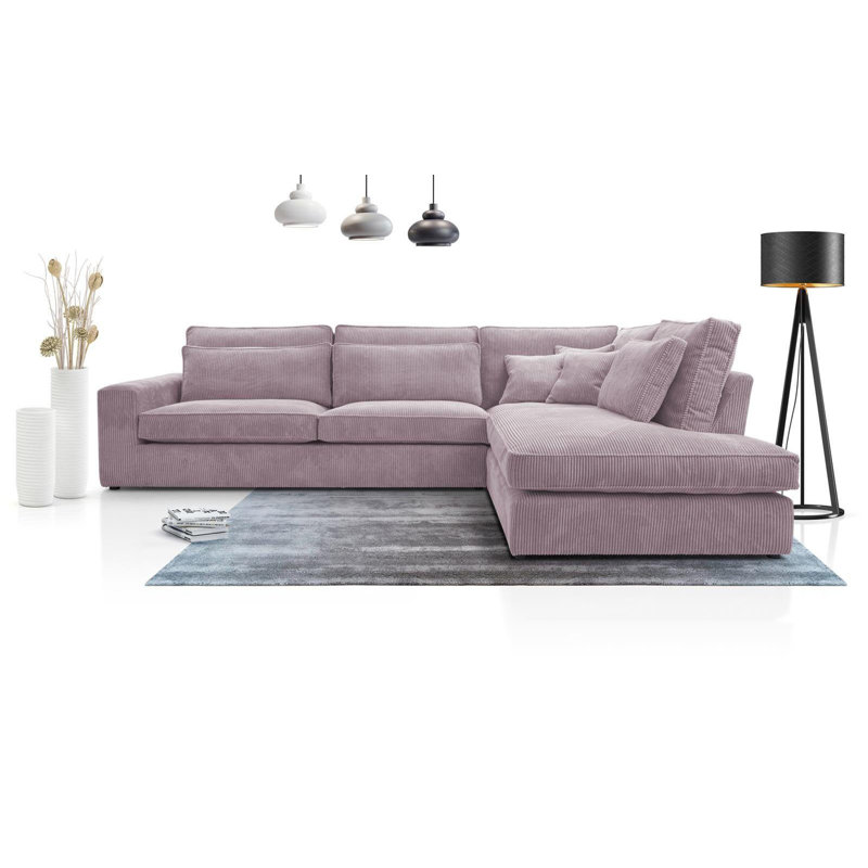 Rahshad 6 Seater Sofa & Chaise, Pink, Right Hand Facing
