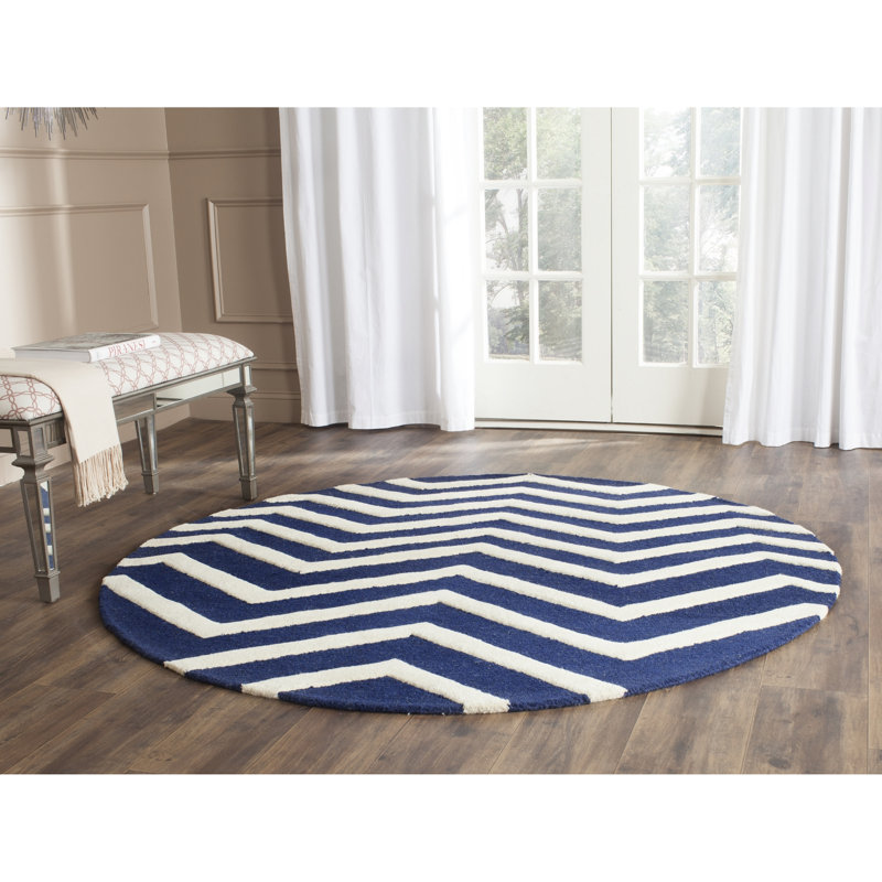 Sanyla Hand Tufted Wool Chevron Rug, Round 6'