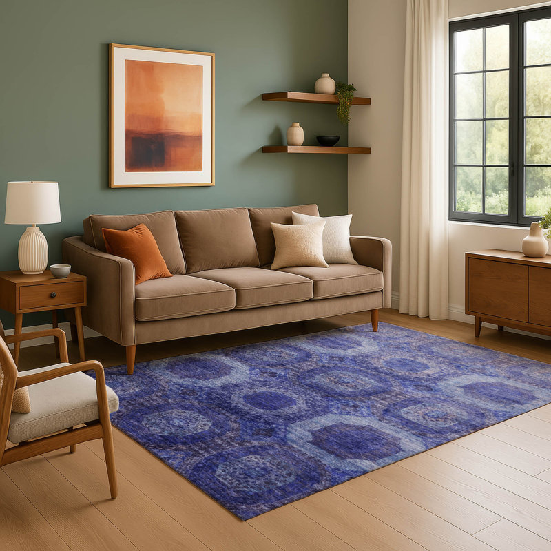 Premium Machine Washable Ralston AMF1944 Panels Rug, Rectangle 5' x 7'6"