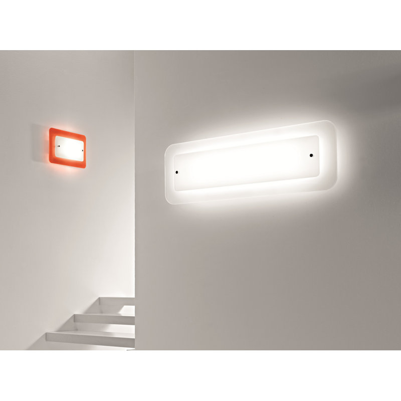 Pop-Up Glass Flush Mounted Sconce, Orange and white, 20 cm H x 60 cm W x 8 cm D
