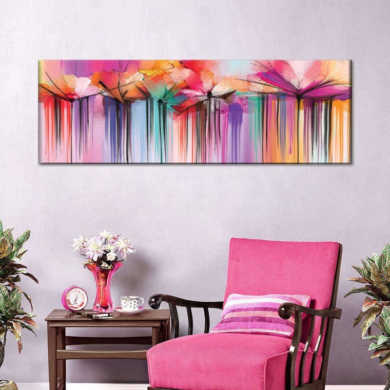 «Flowers Paint Drip» sur toile, H 10 po x l 30 po x P 1,25 po