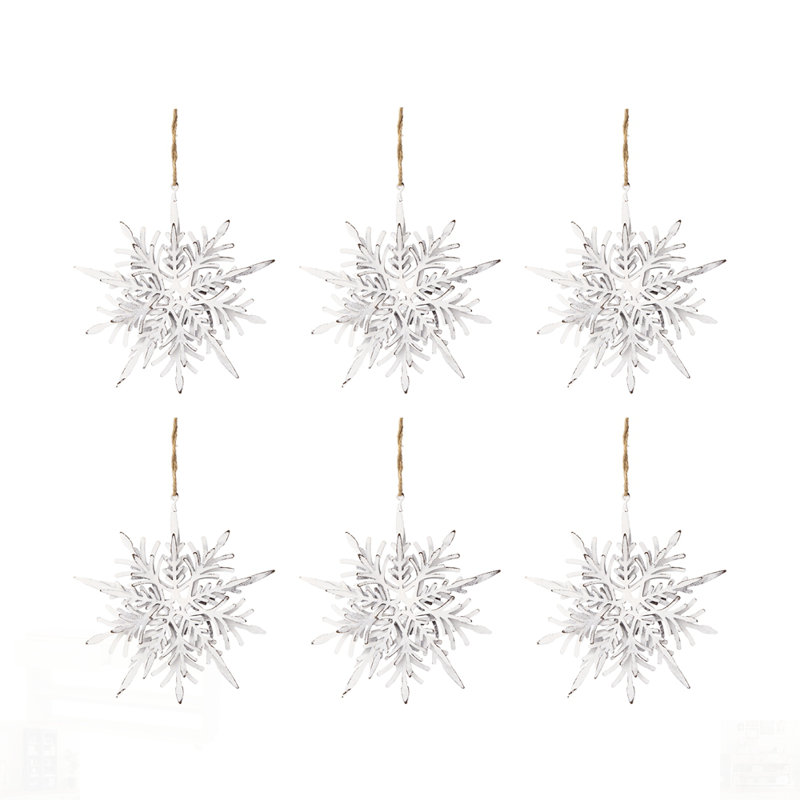 Élégant cintre en flocon de neige en fer avec boules suspendues décoratives, ensemble de 6, parfait pour les décorations d'arbre de Noël festif et de fêtes