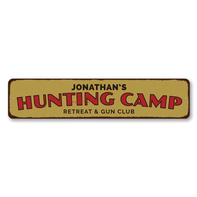 Enseigne en aluminium personnalisée «Hunting Camp Retreat»