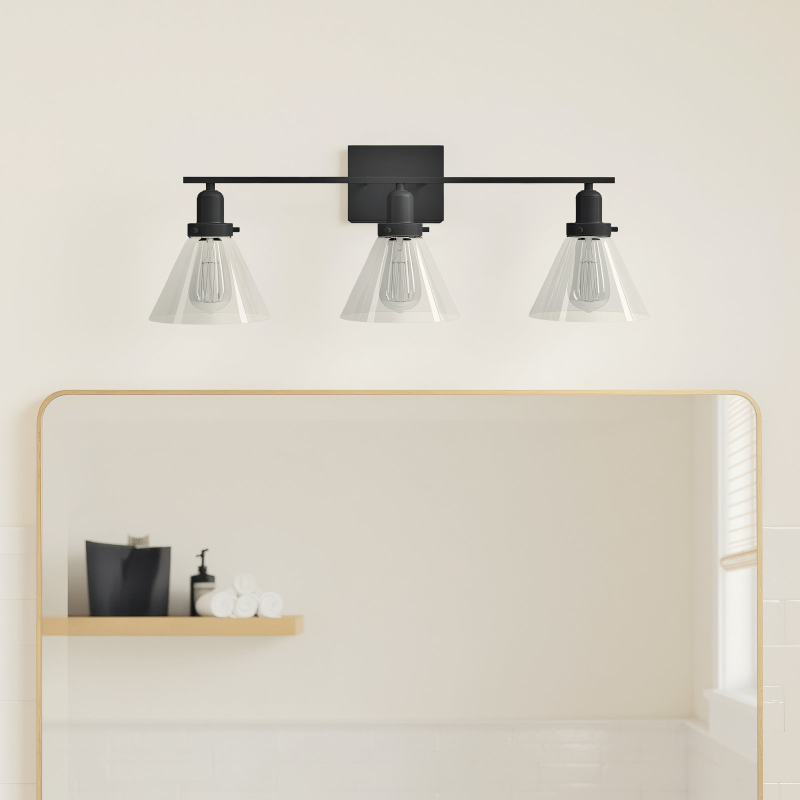 Catalina 3-Light Dimmable Bath Sconce, Black