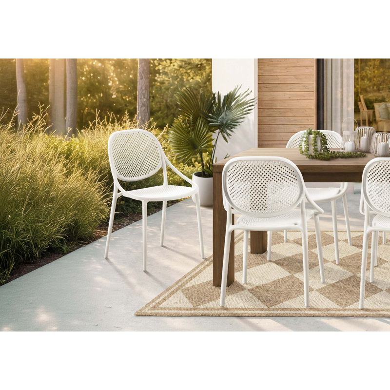 Ensemble de chaises de salle à manger d'extérieur modernes et empilables pour un rangement facile et durable, Grey