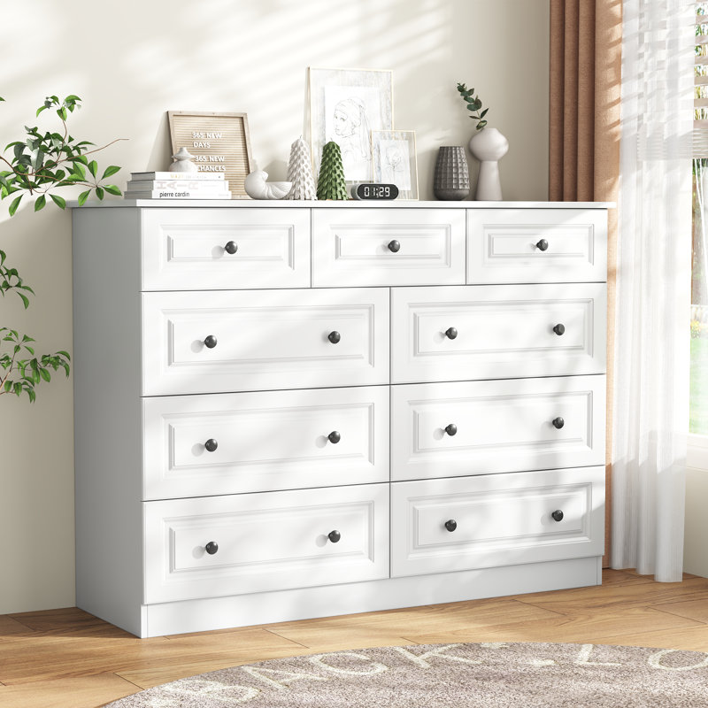 49.6'' W 9-drawer Double Dresser, White