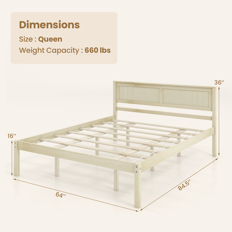 Argusta Platform Bed, Queen, Natural