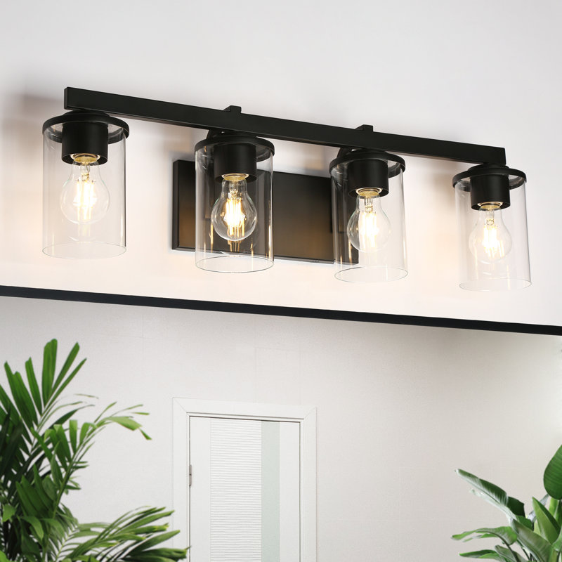 4 Lights Dimmable Vanity Light, Matte Black