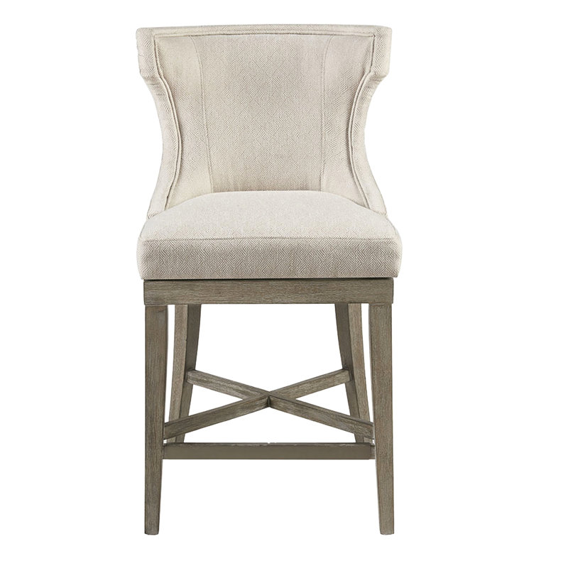 Tabouret de comptoir élégant - repose-pieds 7,25 po, structure en bois massif, H 39,19 po, coussin de siège de 4,125 po d'épaisseur, pieds