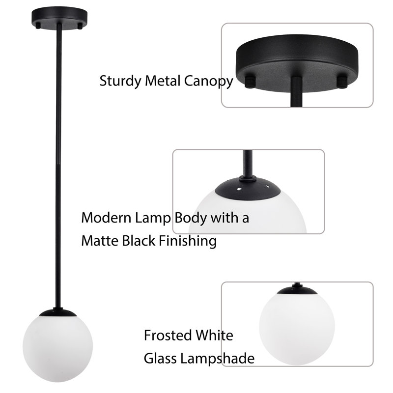 Luminaire suspendu pour îlot de cuisine à DEL en verre