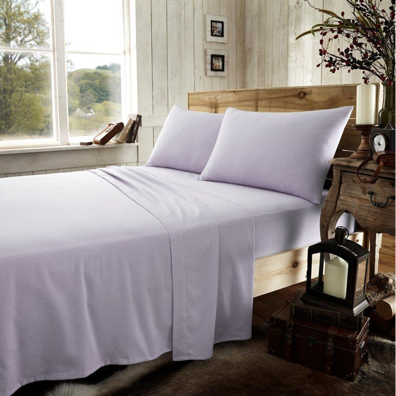 Aonghus Flannel Flat Sheet, Double (4'6), Purple