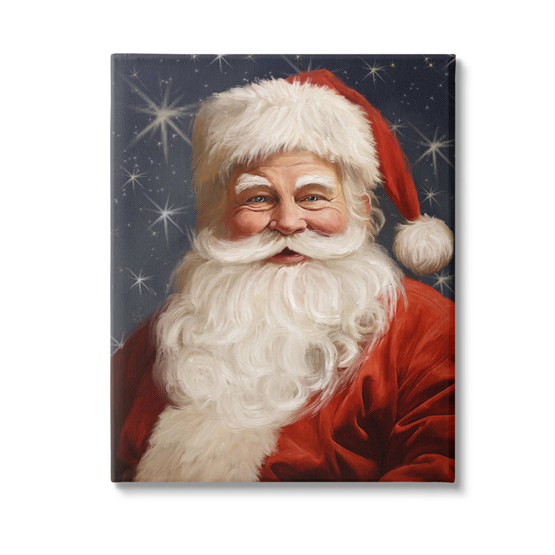 «Sourire père Noël», art mural sur toile par Ramona Murdock, H 20 po x l 16 po