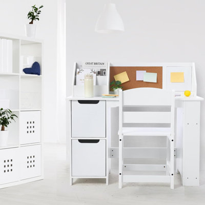 Ensemble de bureau et chaise pour enfants avec rangement, bibliothèque et babillard