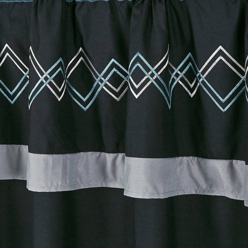 Room Darkening Curtain Pair, Teal/Black/Gray