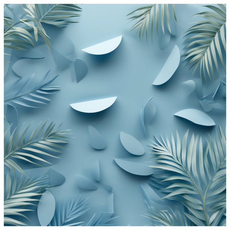 Couvre-lit bleu Palm Leaves, Lit simple