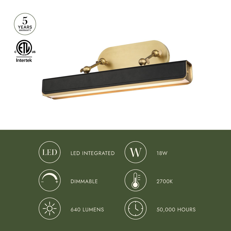 Valise Dimmable LED Wall Mounted Picture Light, Aged Nickel/Tuxedo