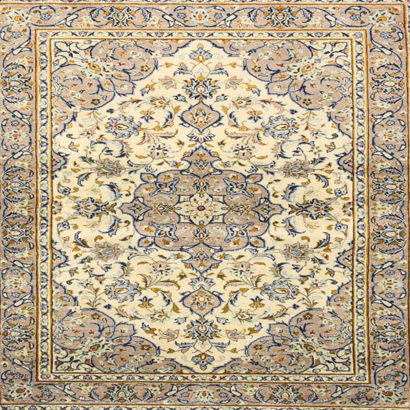 Beige/bleu Tapis décoratif marine oriental acherby, Carré 8 pi