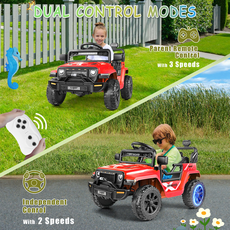 Jouets de 12 volts avec télécommande, voitures électriques, voitures avec ceintures de sécurité, musique intégrée, phares à DEL brillants