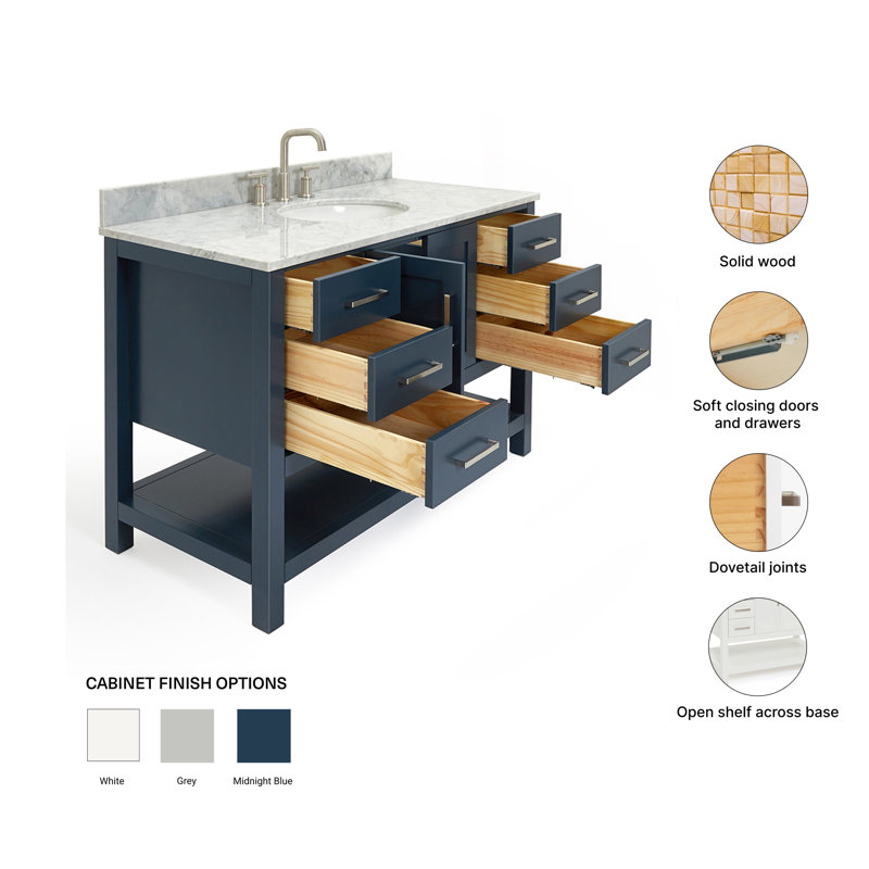 Magnolia Bath Vanity Rectangular Basin S061SCW2R, Midnight Blue, Oval, 49"