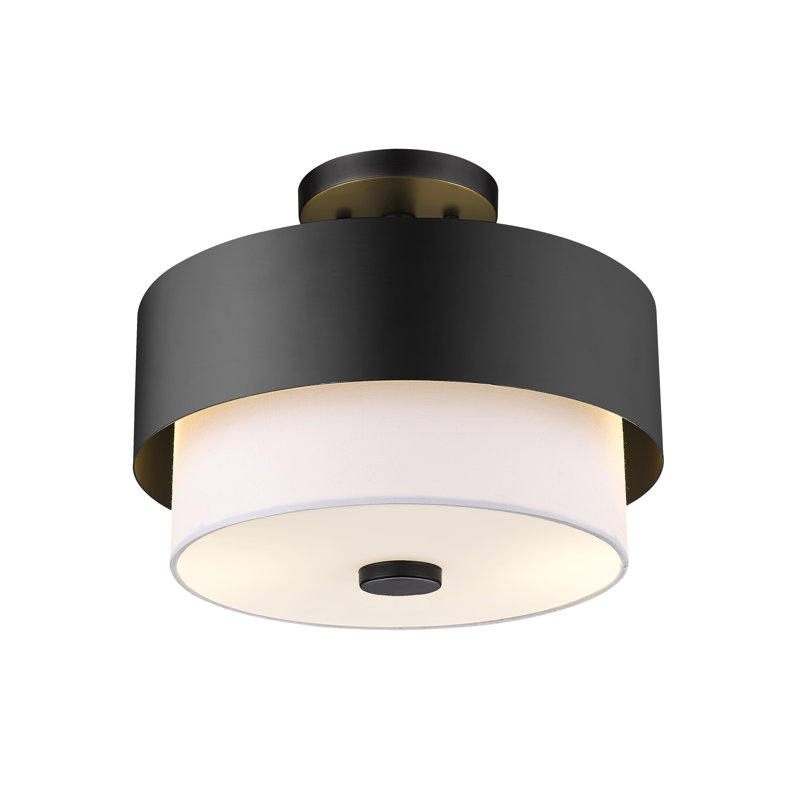 Tilden Fabric Semi Flush Mount, Matte Black