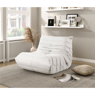 Luxury Accent Chair Tufted Beige Microfiber Comfy Chair Living Room Furniture 1Pc Floor Chair