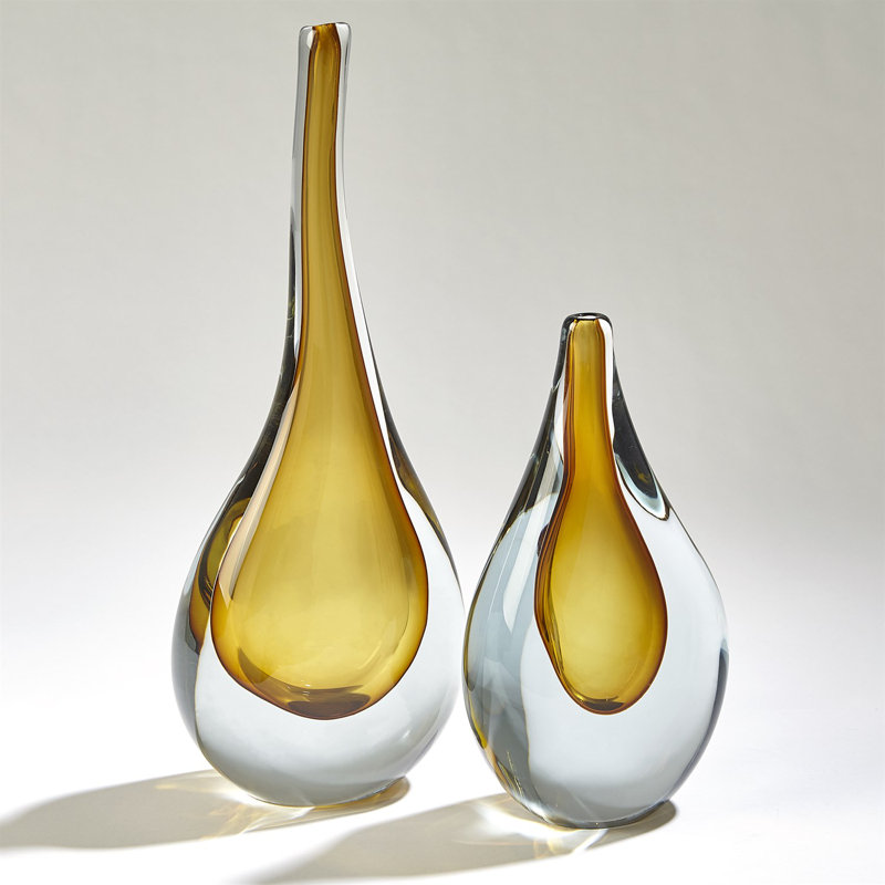 Stretched Neck Vase-Amber-Lg