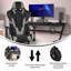 Fauteuil de jeu Kelig avec dossier inclinable, repose-pieds coulissant et roulettes transparentes-150882907
