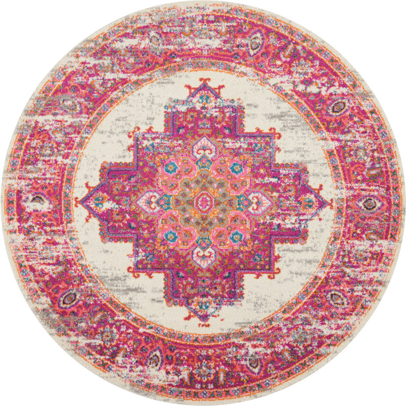 Tapis ivoire traditionnel Augusta, Rond 5 pi 3 po