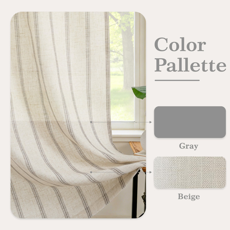 Rideau en mélange de lin Jeanenia, gris, L 52 po x L 54 po